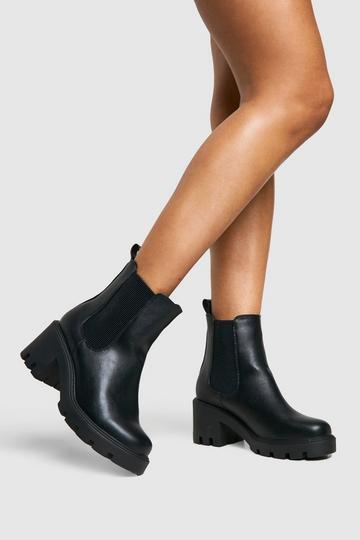 Wide Fit Chunky Chelsea Boots black