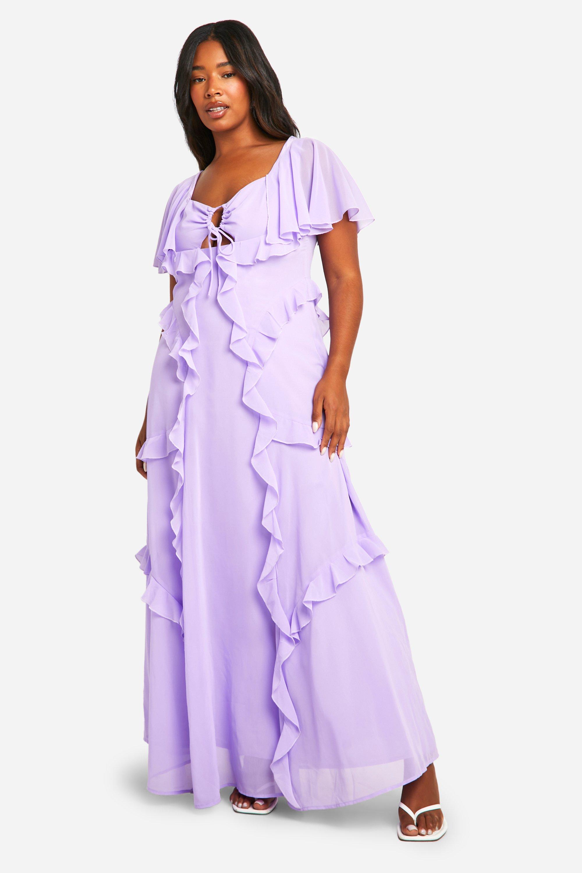 Plus Angel Sleeve Keyhole Ruffle Maxi Dress boohoo CA