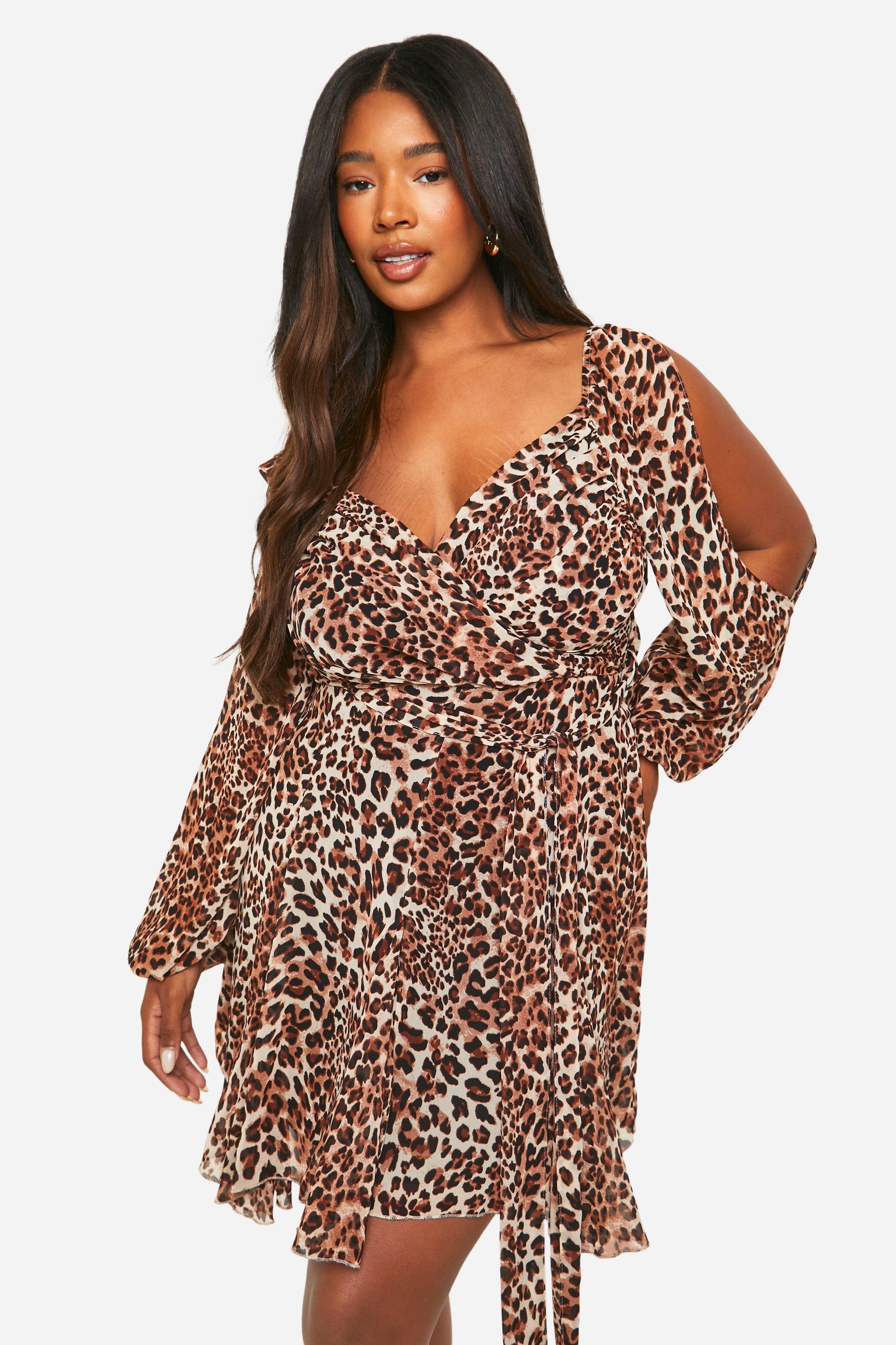 Boohoo curve leopard print dress best sale