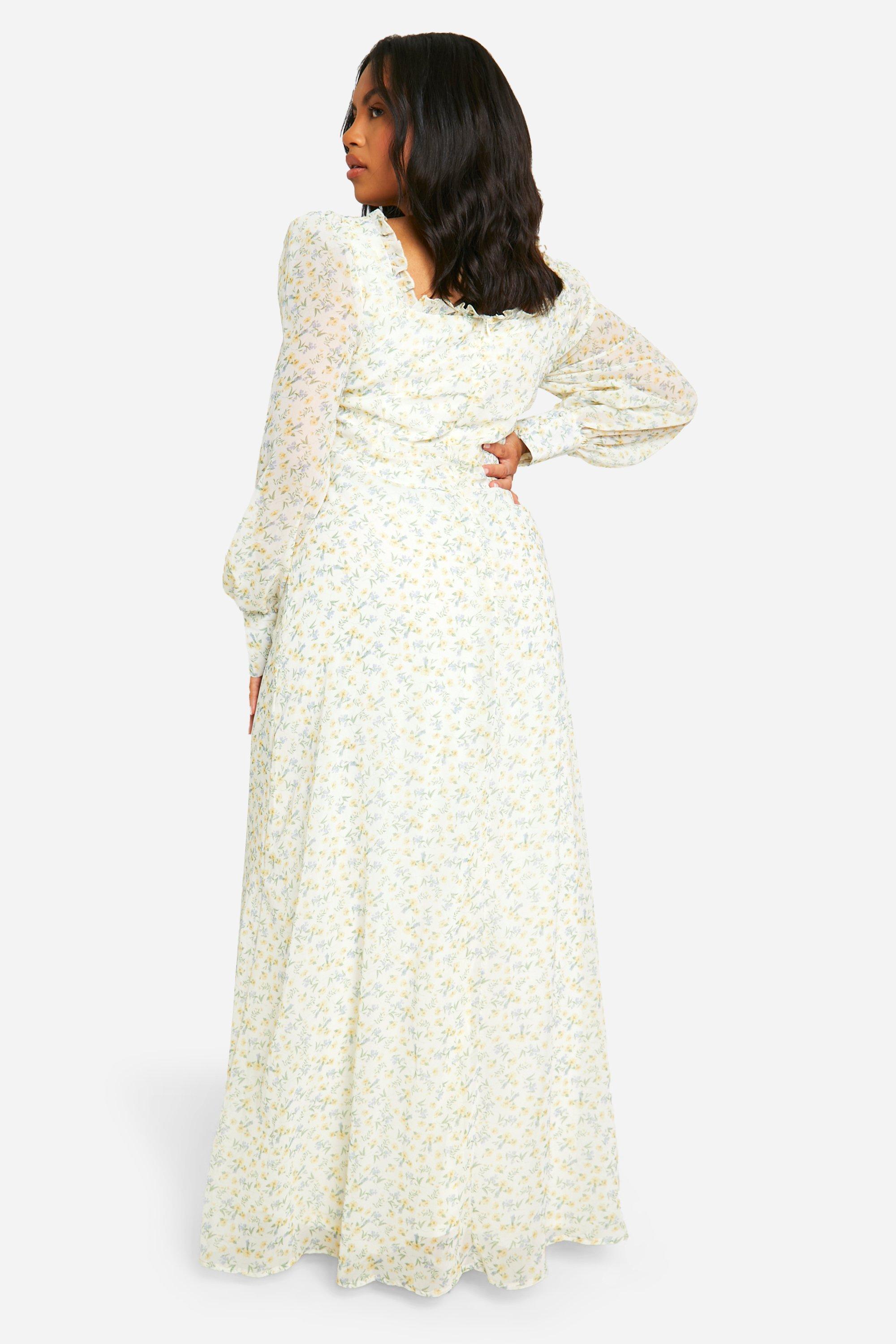 Plus Floral Corset Detail Maxi Milkmaid Dress