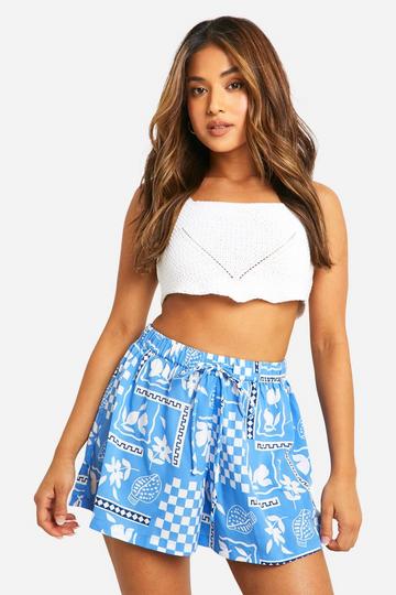 Petite Losse Shorts Met Print blue