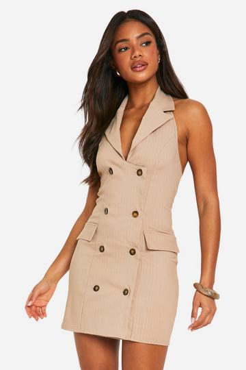 Benglaine Pinstripe Blazer Dress stone