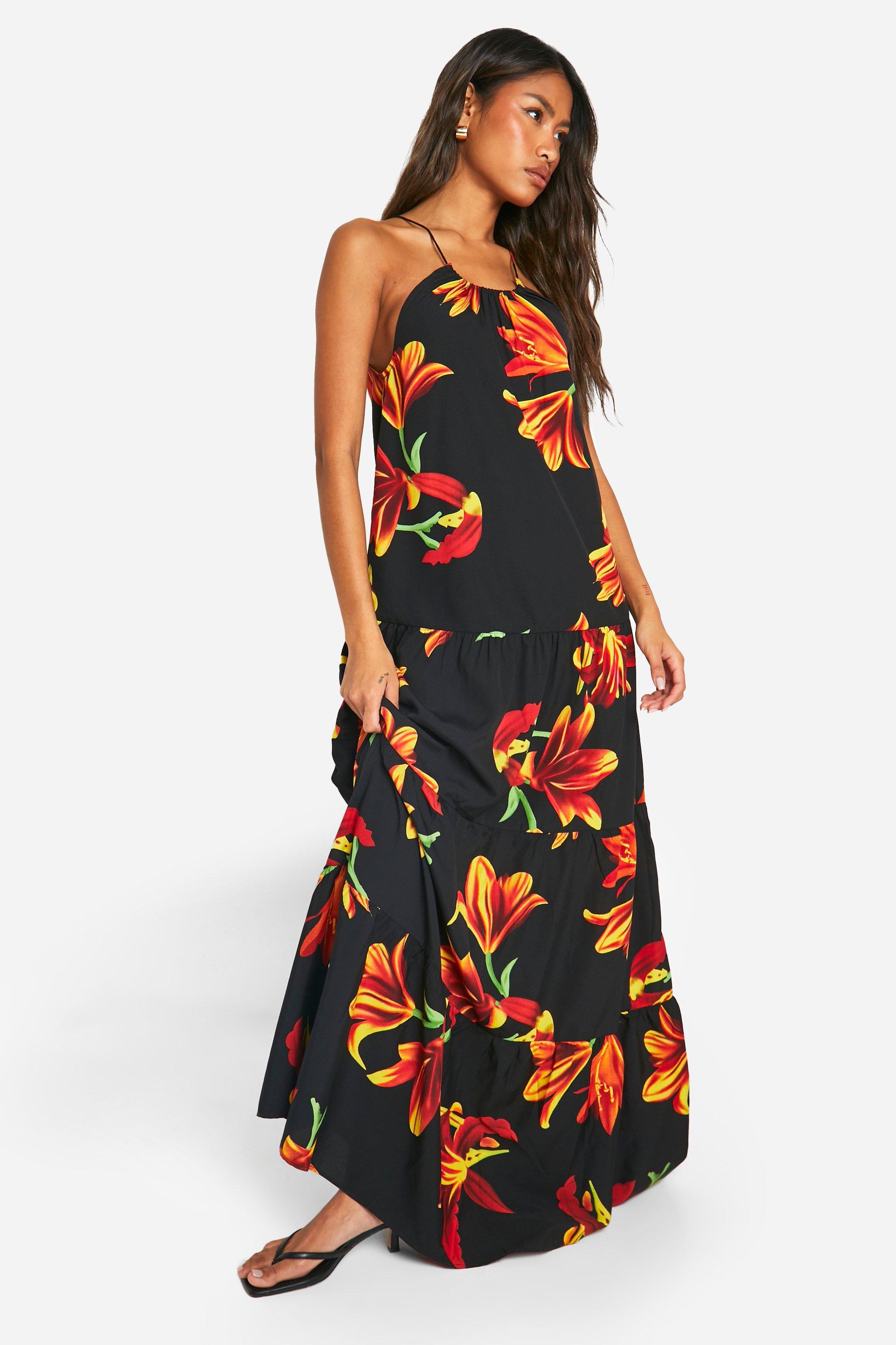 Black floral maxi dresses | boohoo US