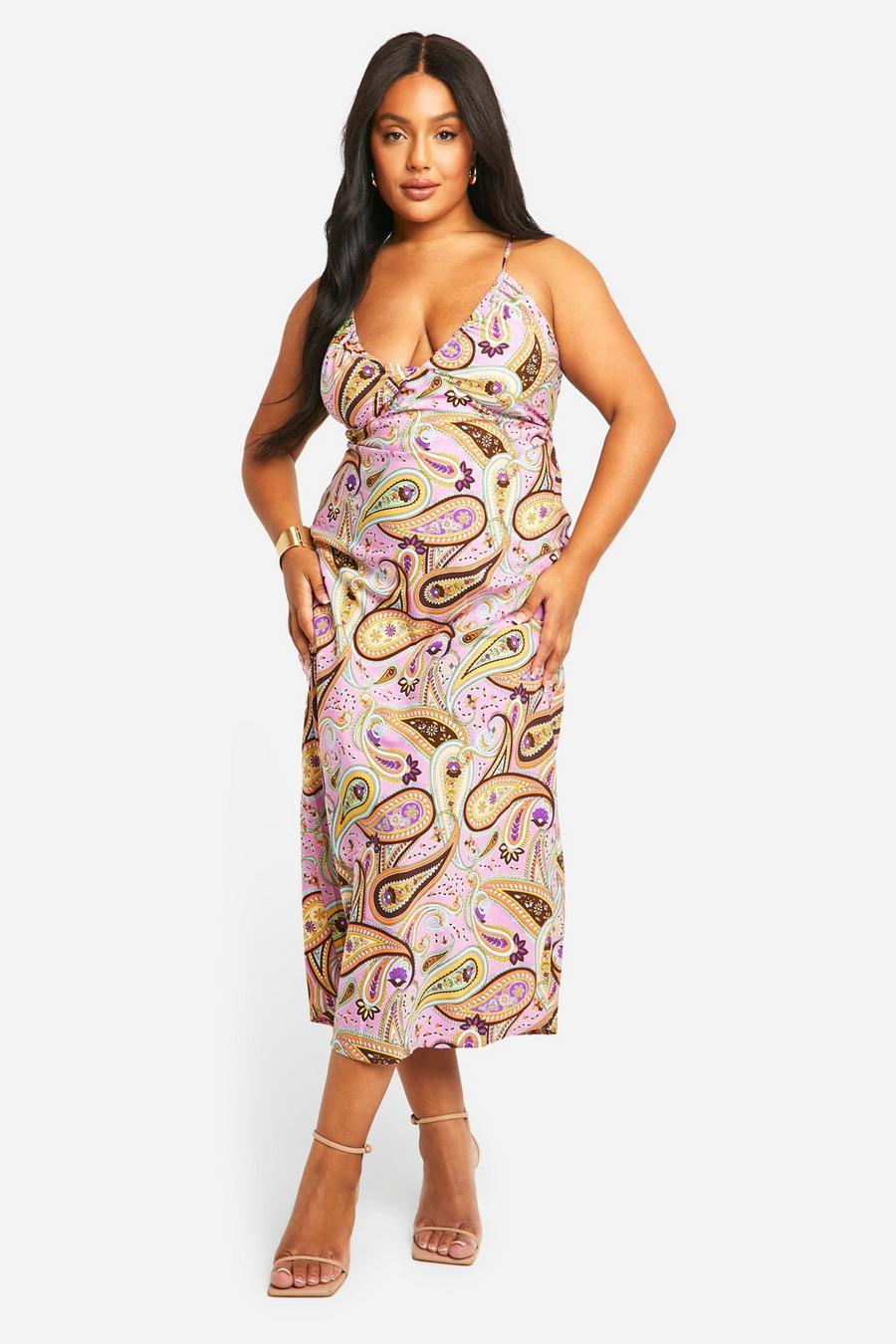Multi Plus Paisley Strappy Midaxi Dress image number 1