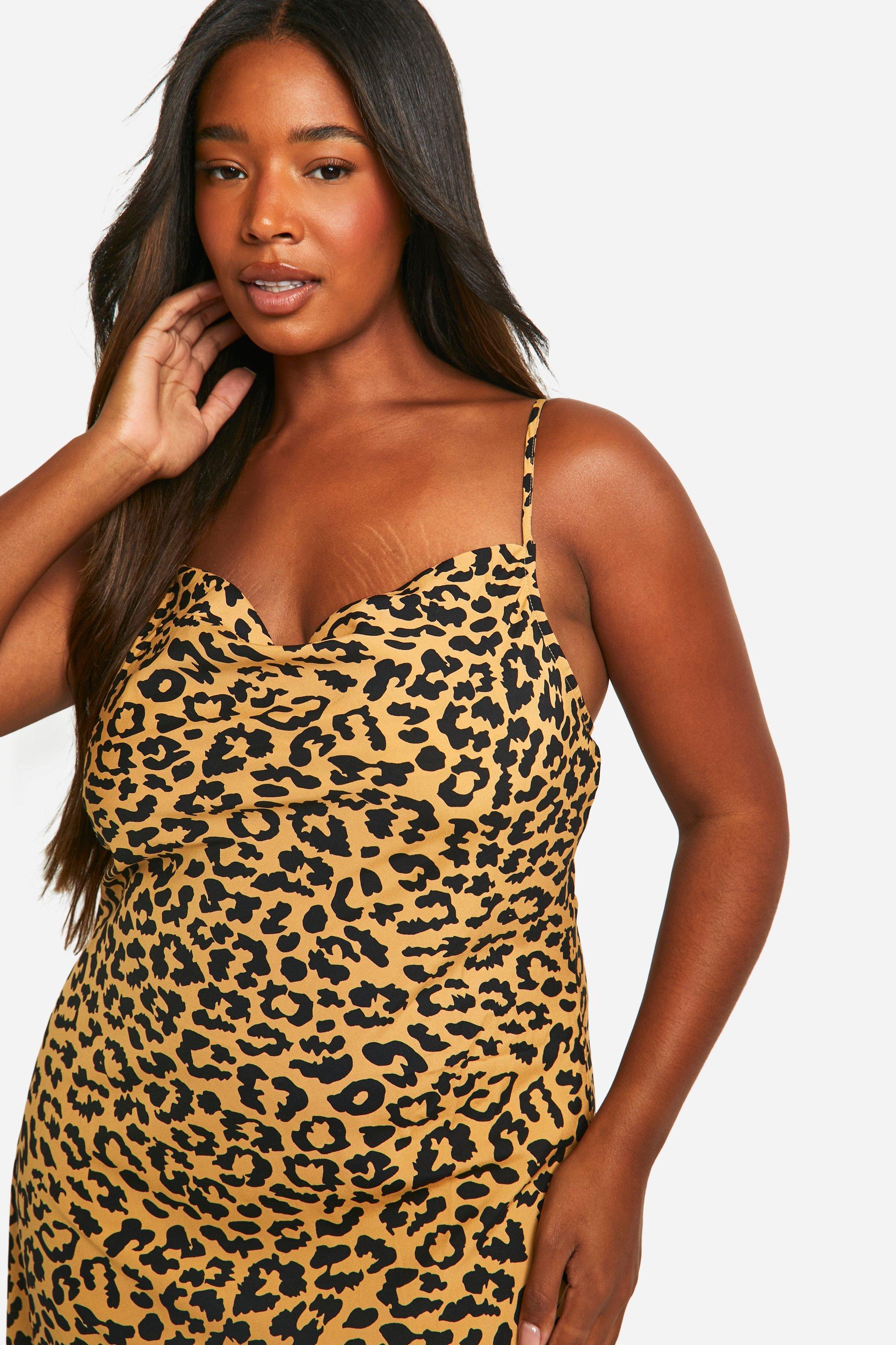 Plus Leopard Cowl Neck Maxi Dress boohoo NO