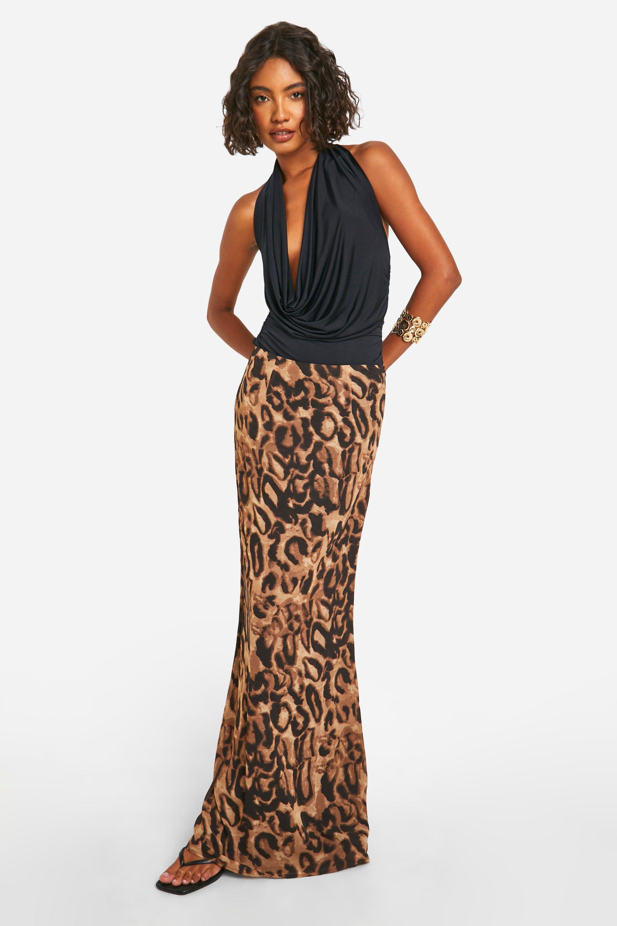 Tall Chiffon Leopard Maxi Skirt boohoo UK