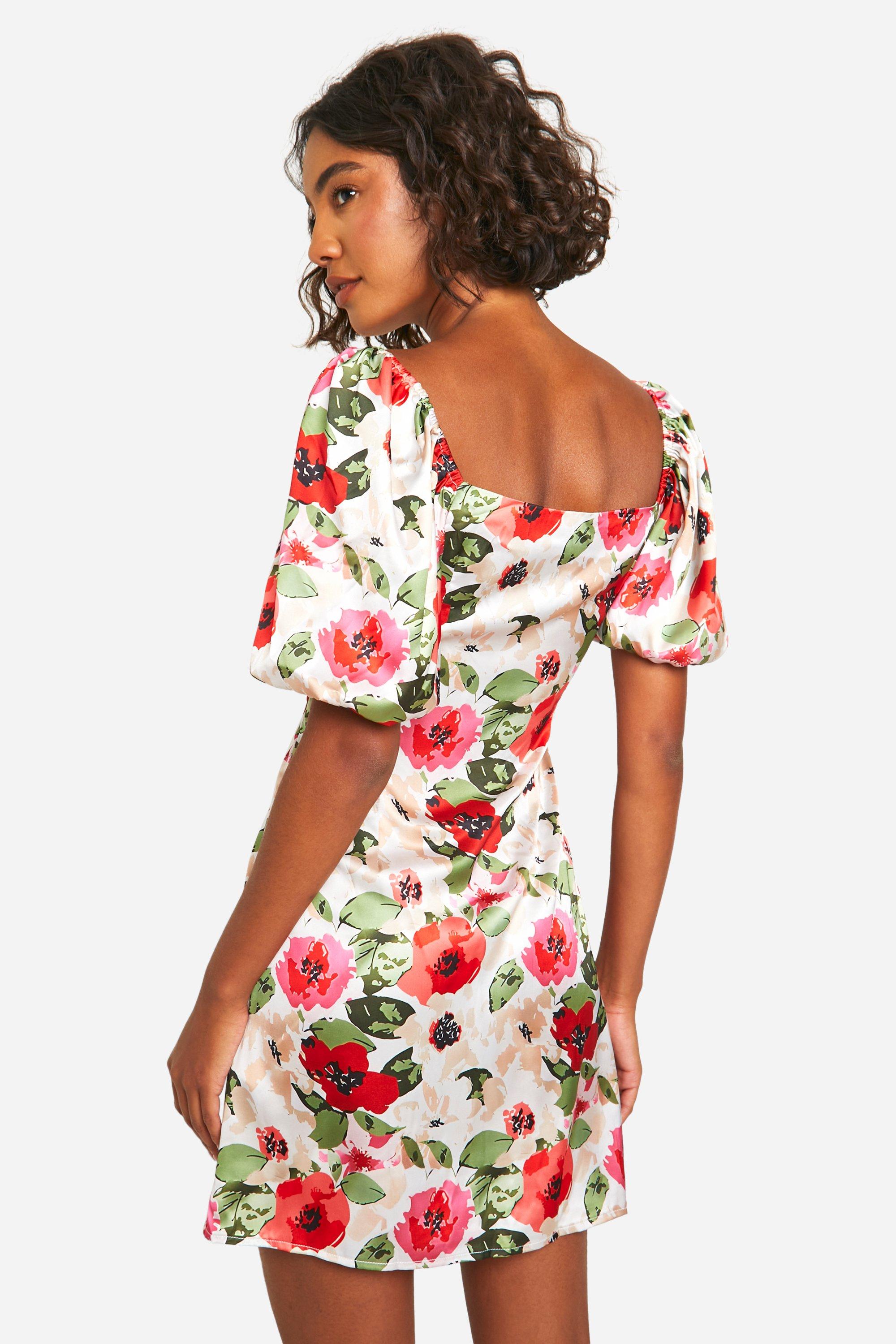 White floral short sleeve dress hotsell