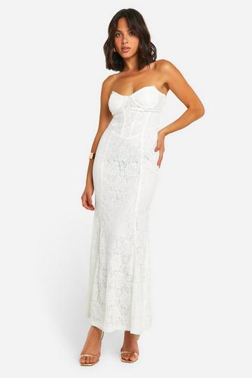 Lace Corset Maxi Dress white