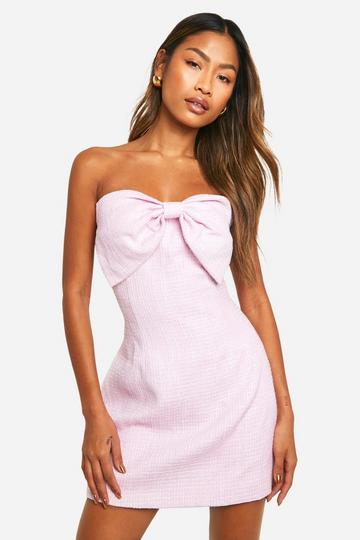 Boucle Bow Mini Dress pink