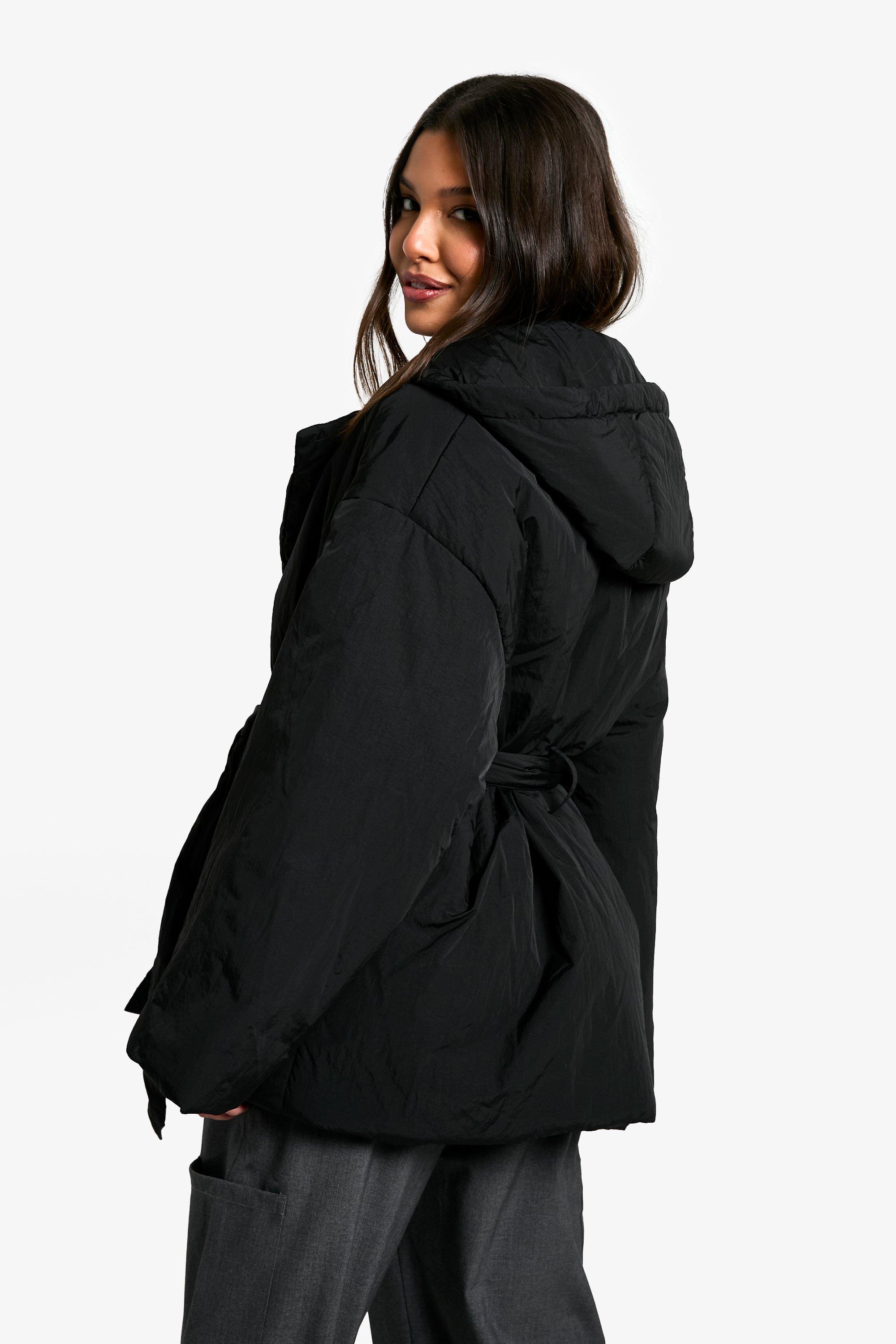 Hooded Belted Puffer Jacket