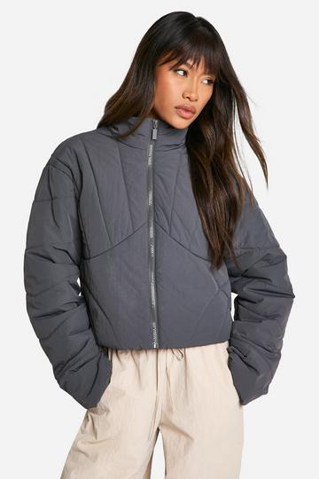 Seam Detail Puffer Jacket grey