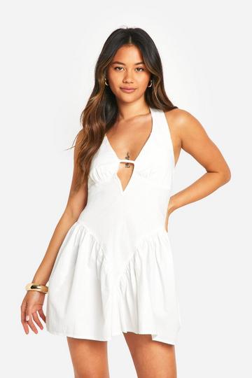 Cotton Dropped Waist Corset Mini Dress ivory