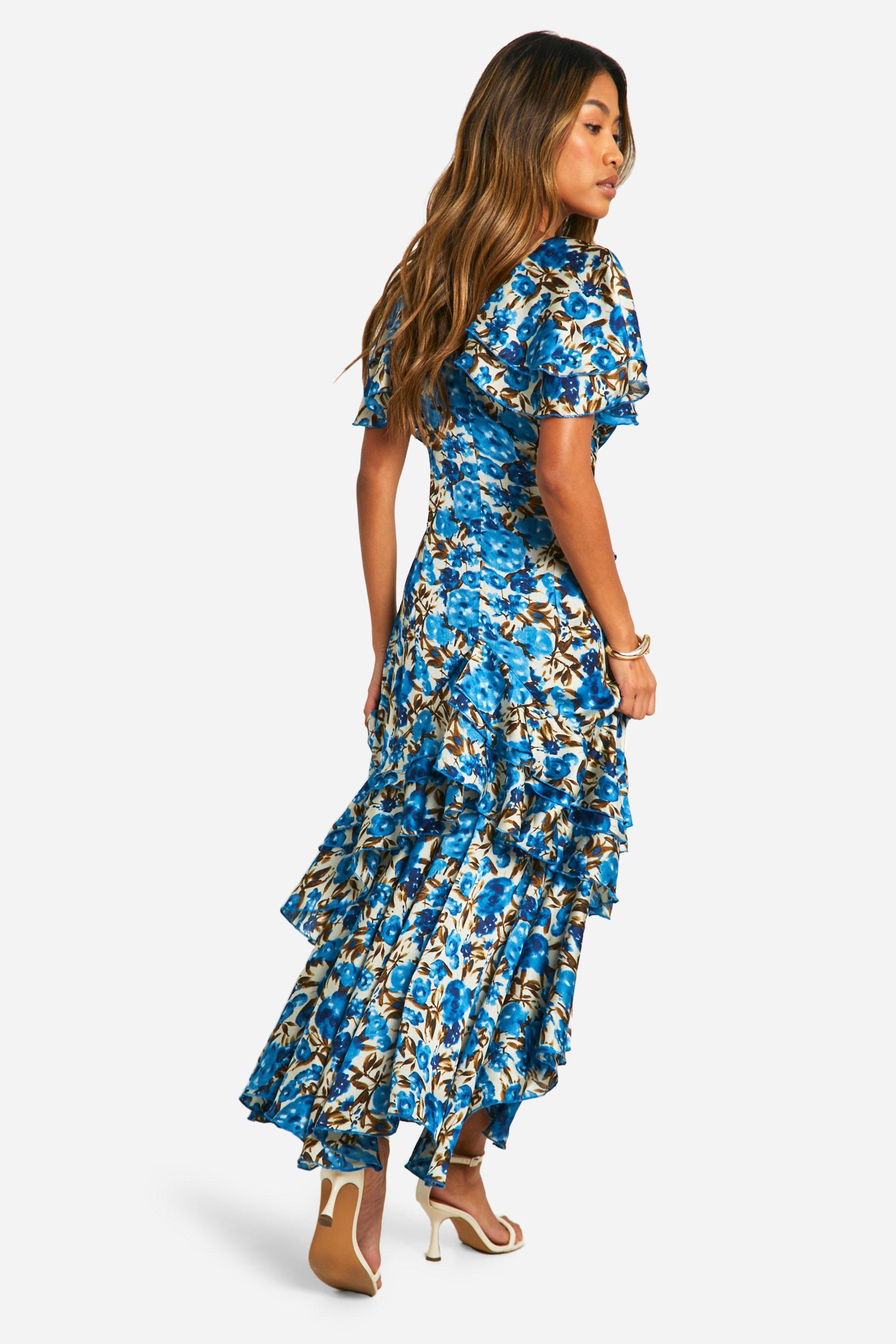 ★ Massimo Dutti★ Long fluid one piece frill detail 066815 Long flowing dress with ruffles · Cream · Caps And Hats