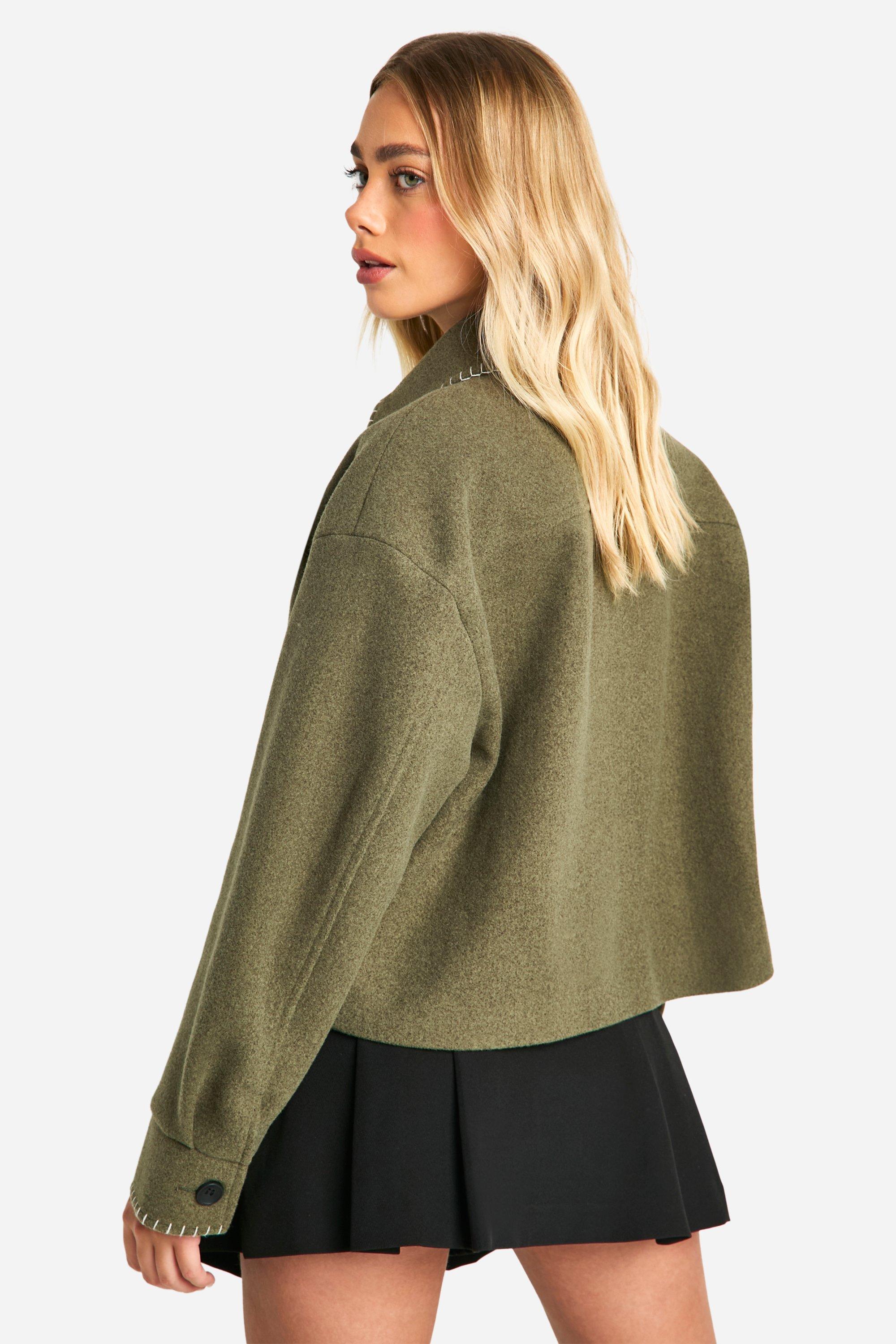Contrast Stitch Trucker Jacket boohoo