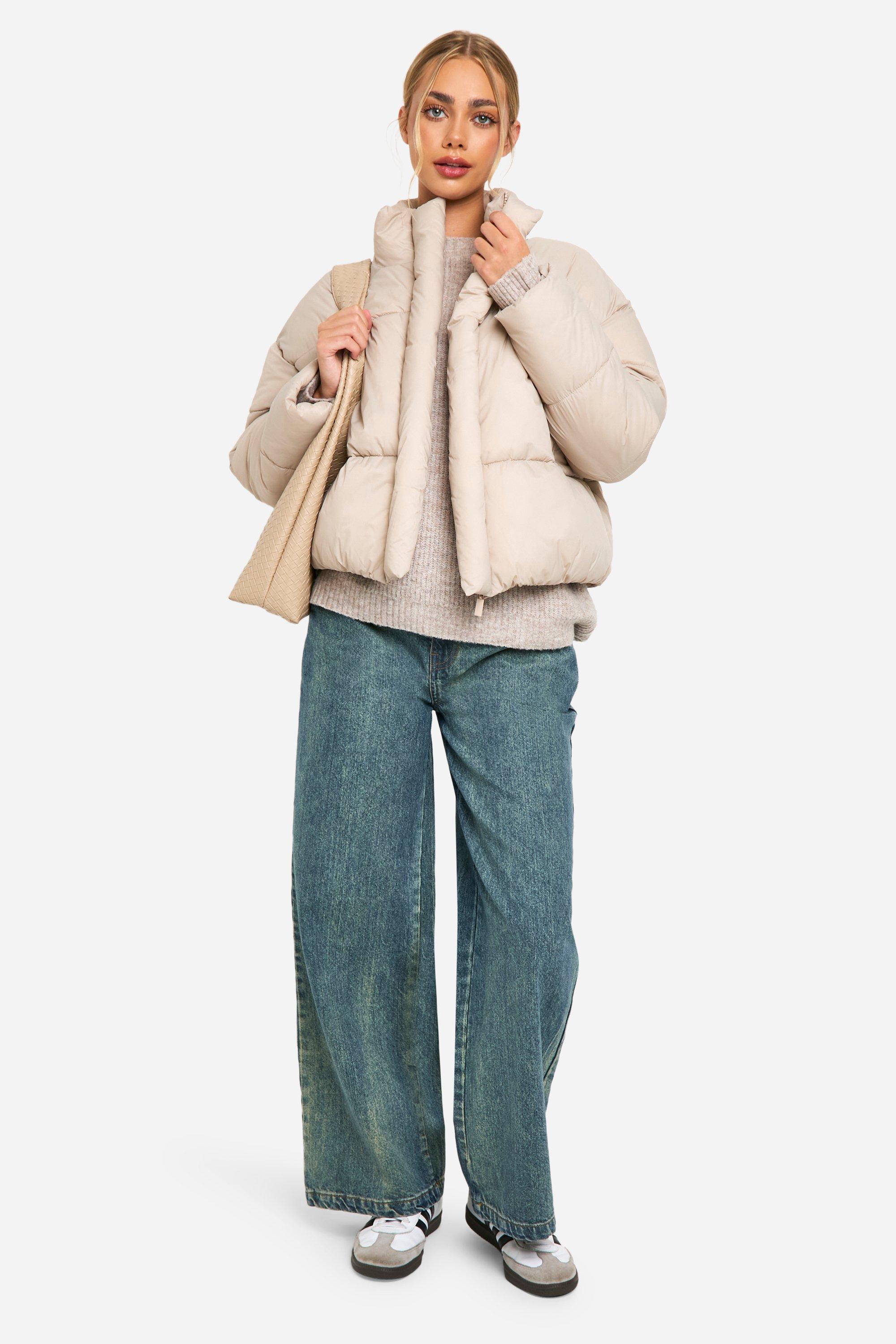 Boohoo funnel neck puffer jacket sale