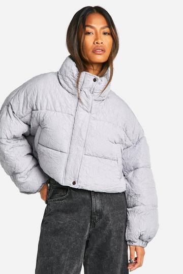 Crinkle Boxy Puffer Jacket grey