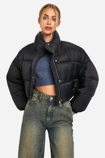 Black Boxy Puffer Jacket