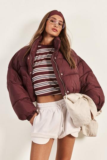 Boxy Puffer Jacket burgundy