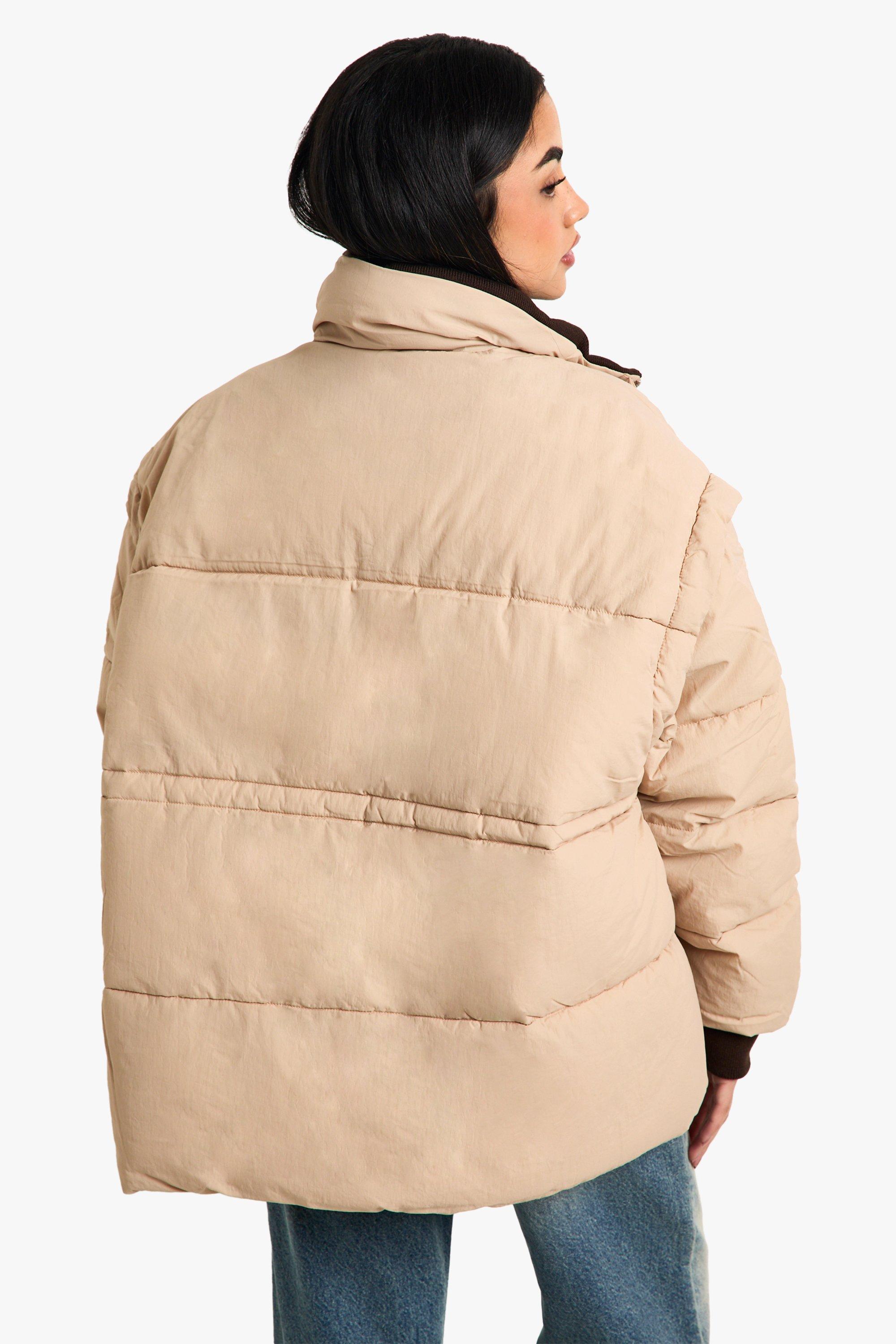 Oversized puffer jacket beige online