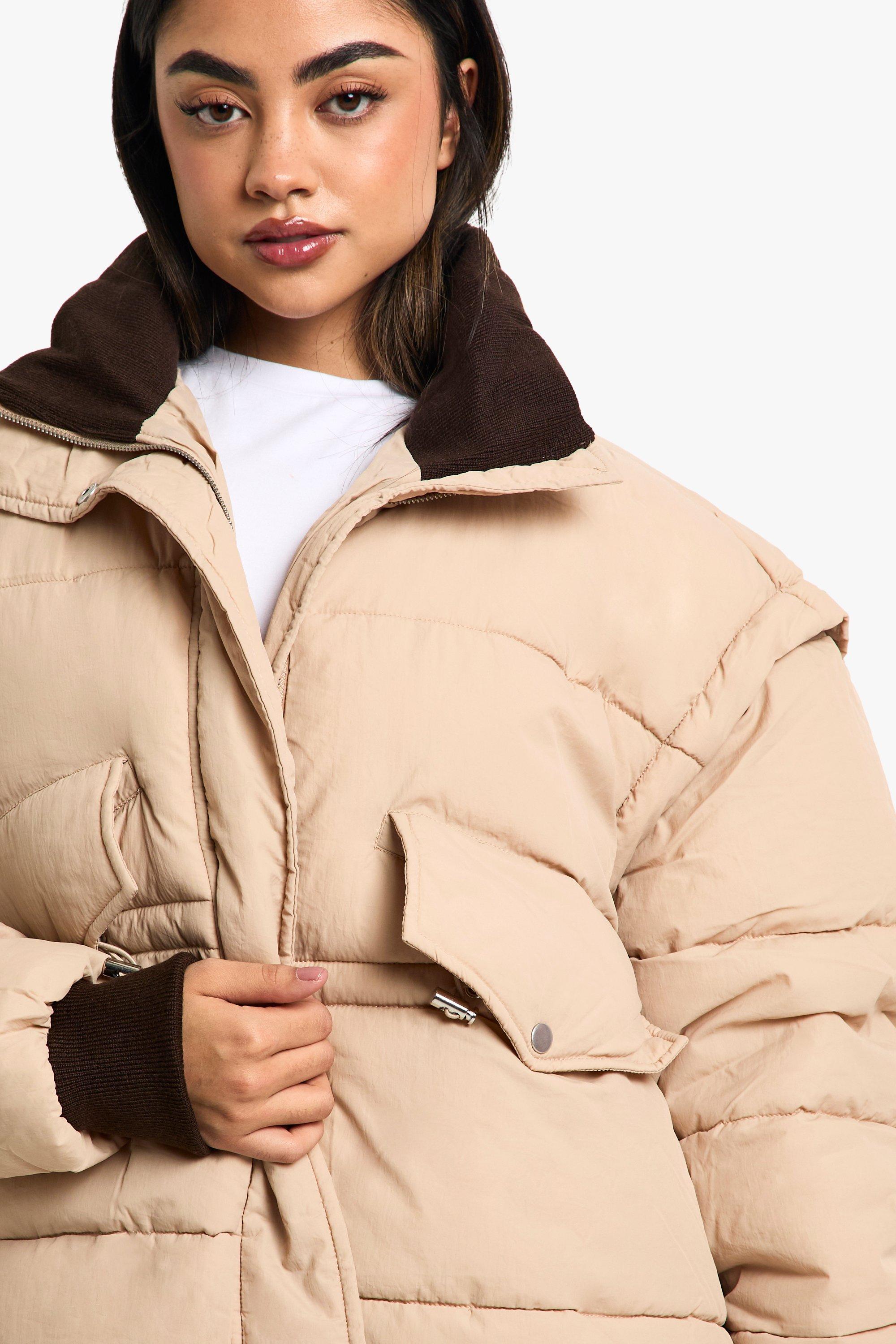 Beige oversized puffer jacket online