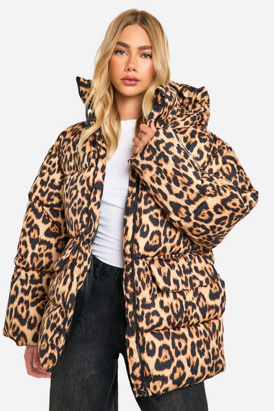 Leopard Print Oversized Puffer Jacket | boohoo USA Leopard Print Oversized Puffer Jacket | boohoo USA