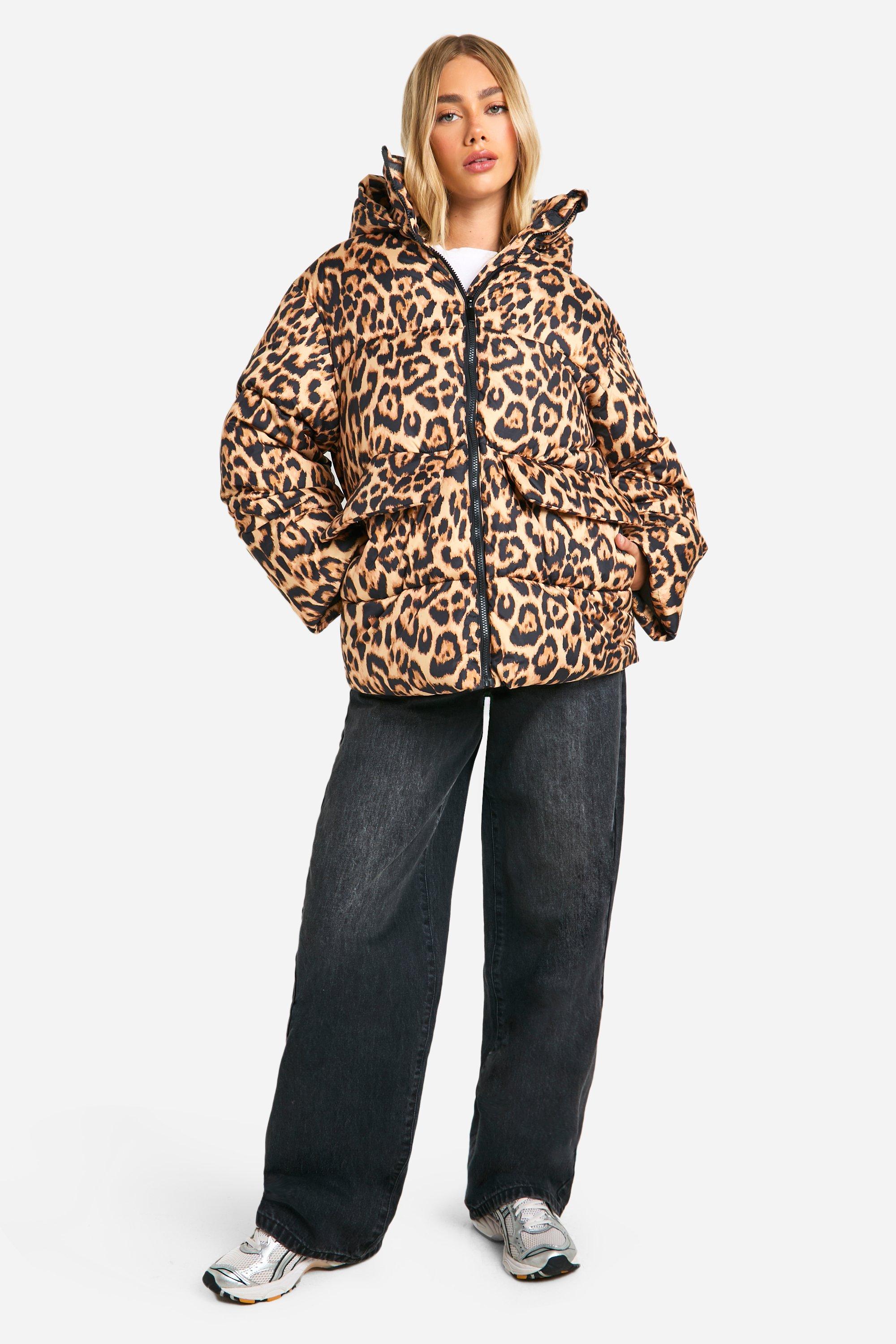 Leopard Print Oversized Puffer Jacket | boohoo USA