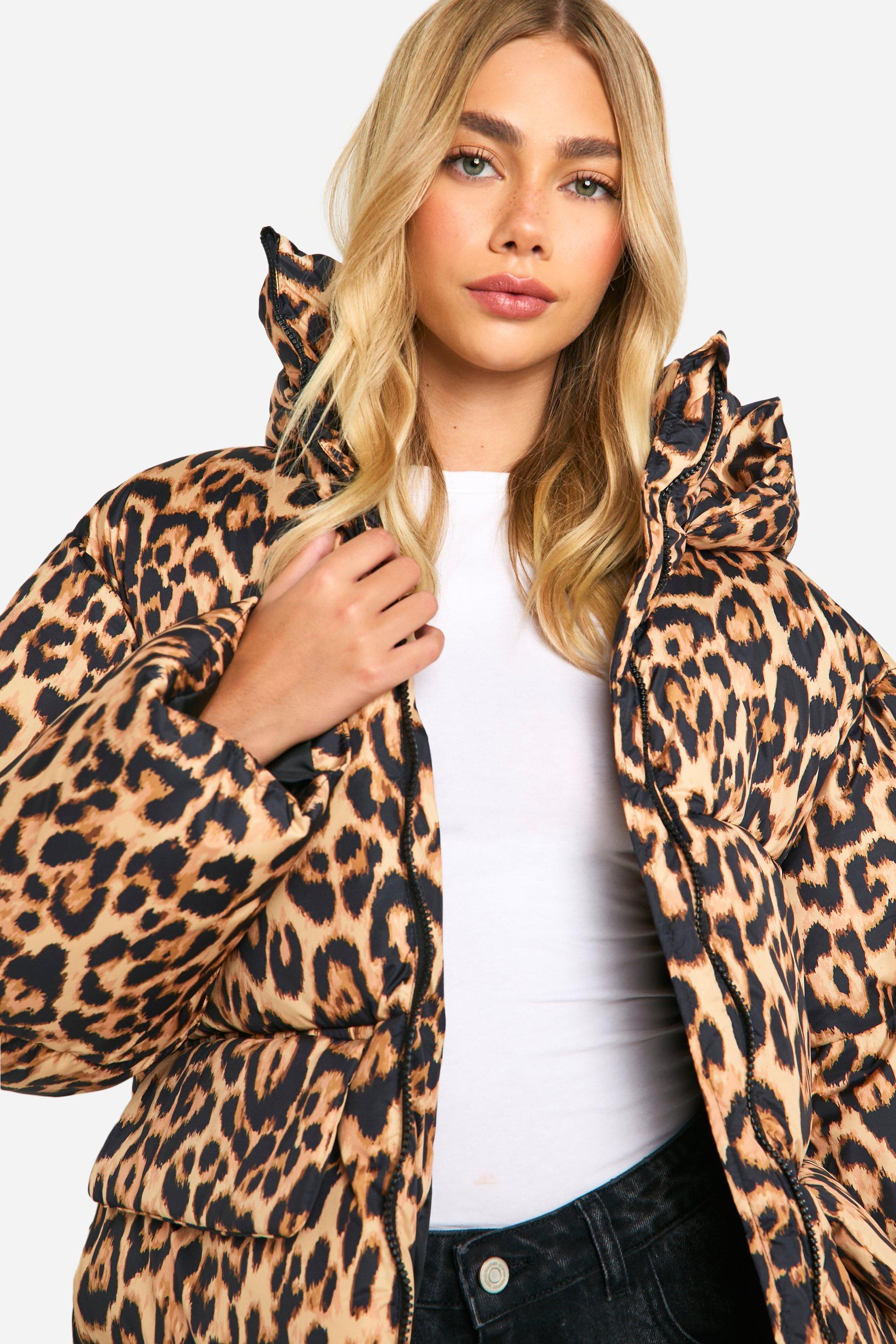 【EEUN】Leopard Luxe Puffer Leopard Print Oversized Puffer Jacket | boohoo IE