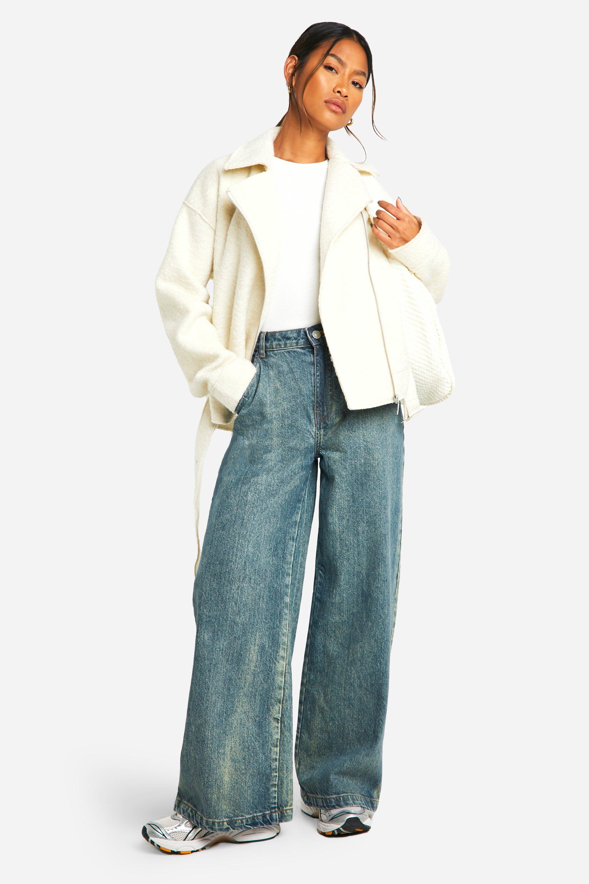 ジャケット・アウター laubeblanc Belted Wool long gilet Oversized Belted Back Detail Wool Coat | boohoo NO