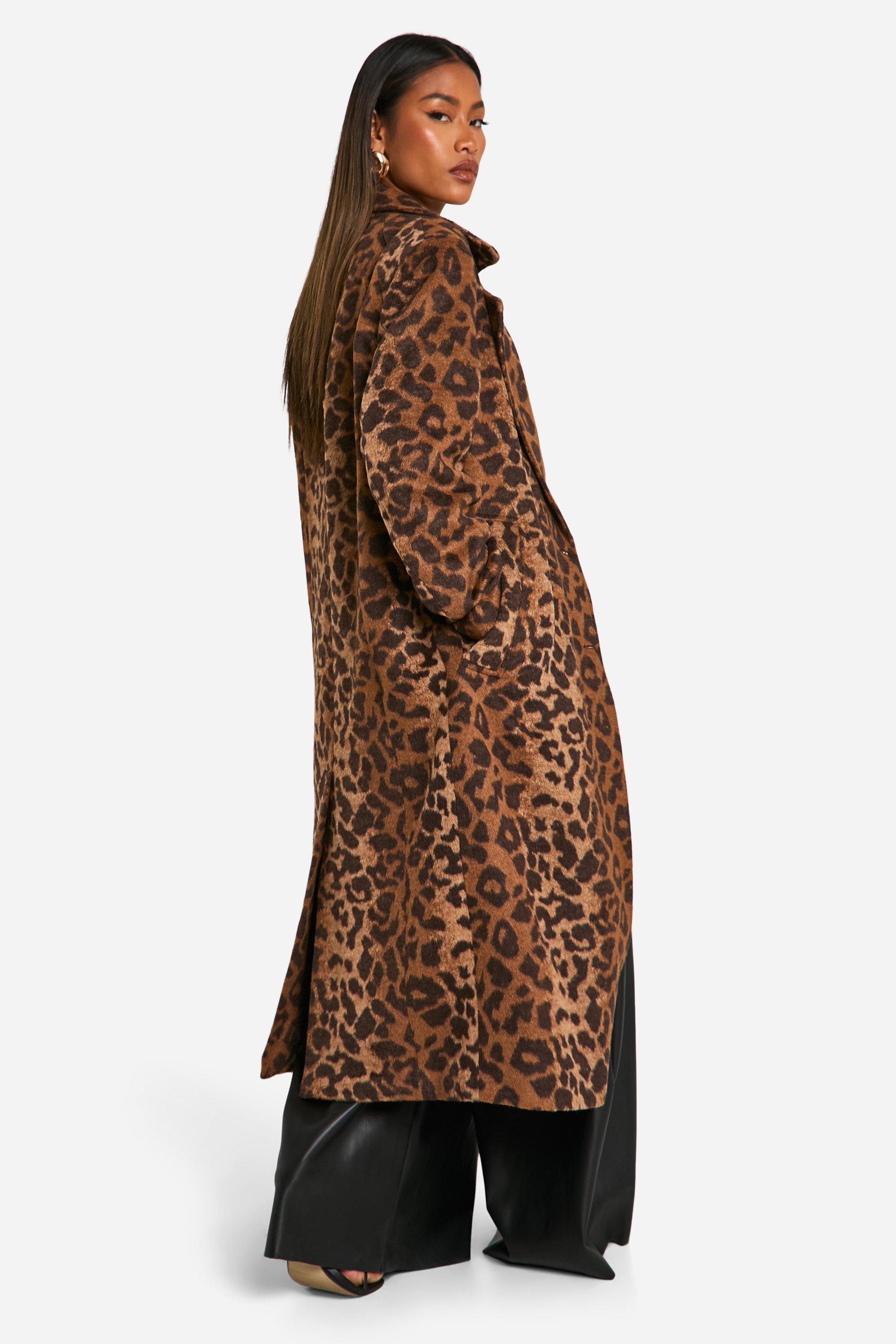 Leopard print coat boohoo best sale