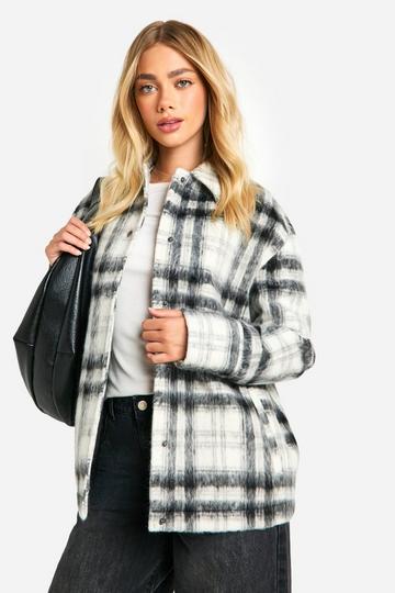 Black Check Wool Look Shacket