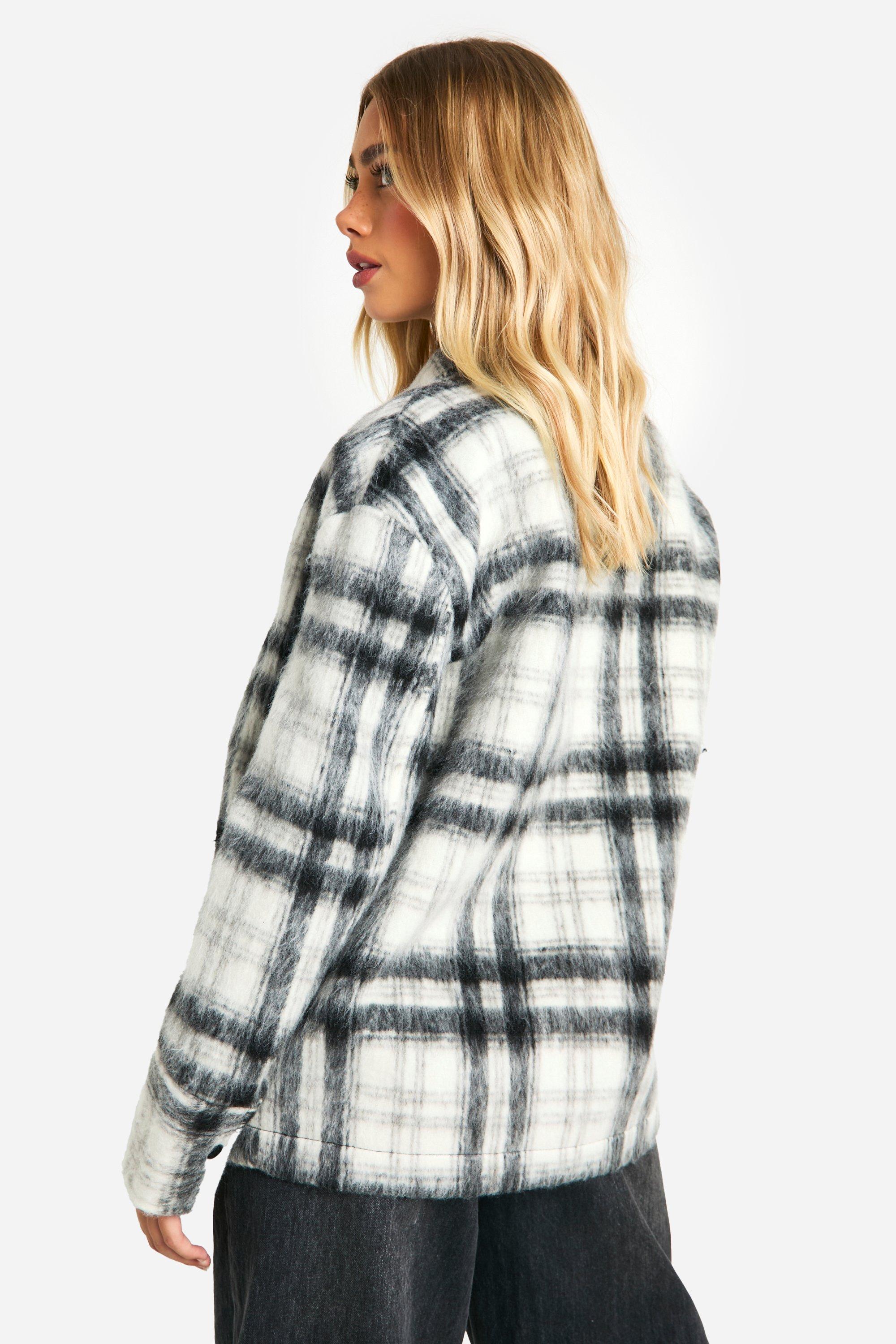 Veste chemise effet laine a carreaux
