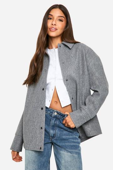 Oversized Wool Look Shacket grey marl