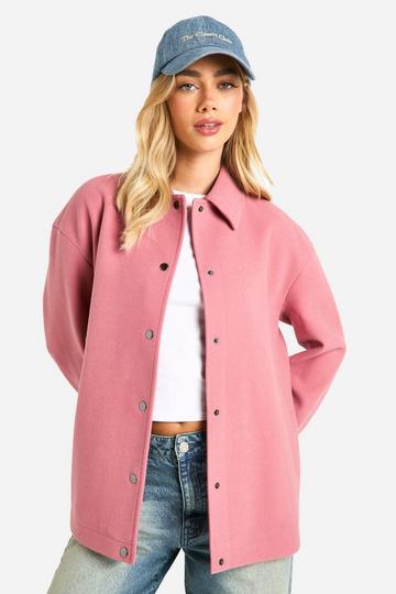 Pink Oversized Wool Look Shacket