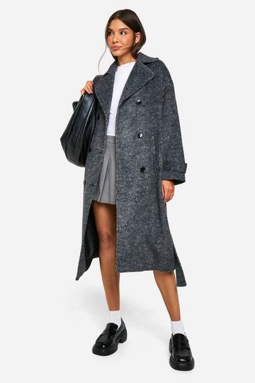 Oversized Geborstelde Nepwollen Jas charcoal