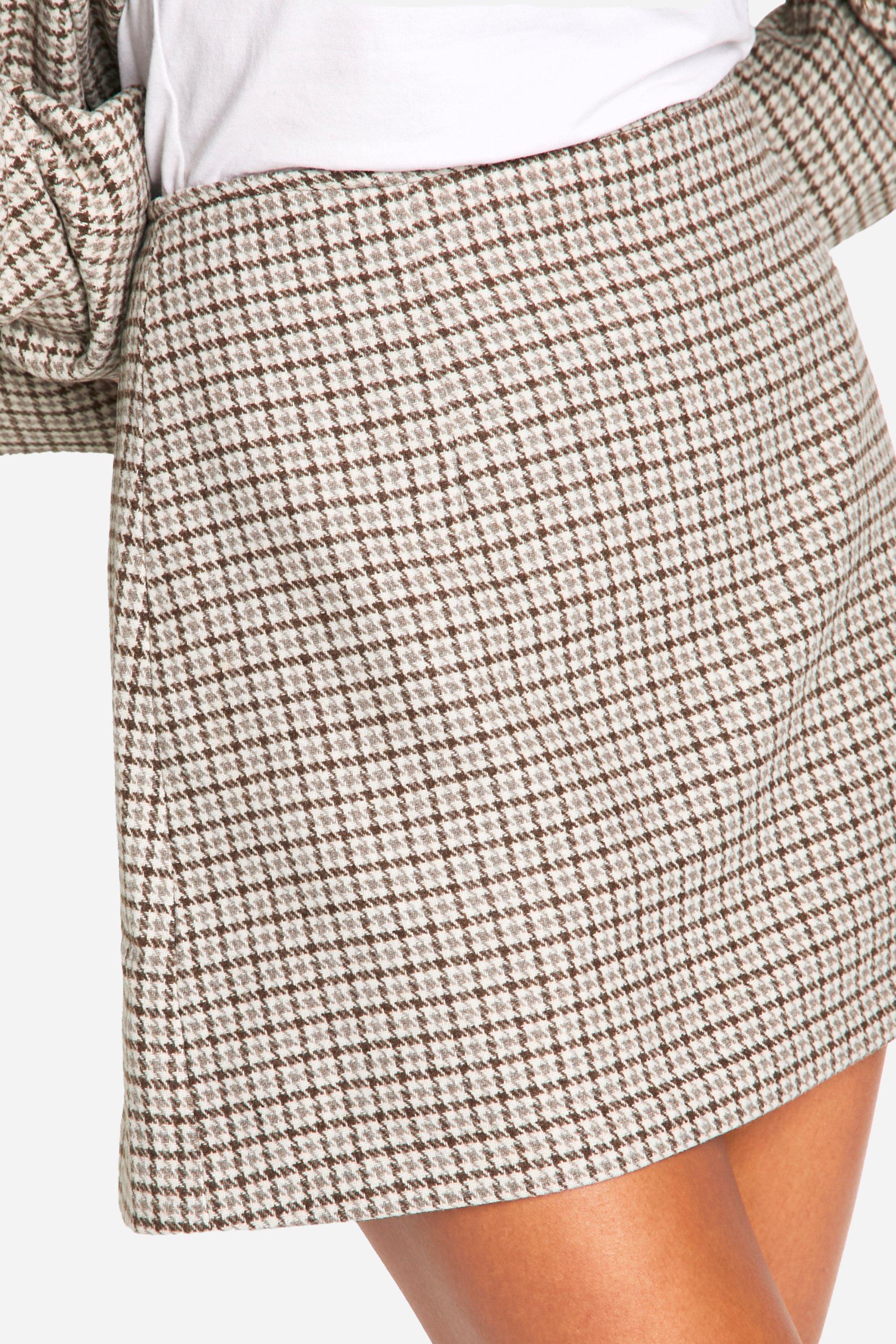 Houndstooth Wool Look Mini Skirt