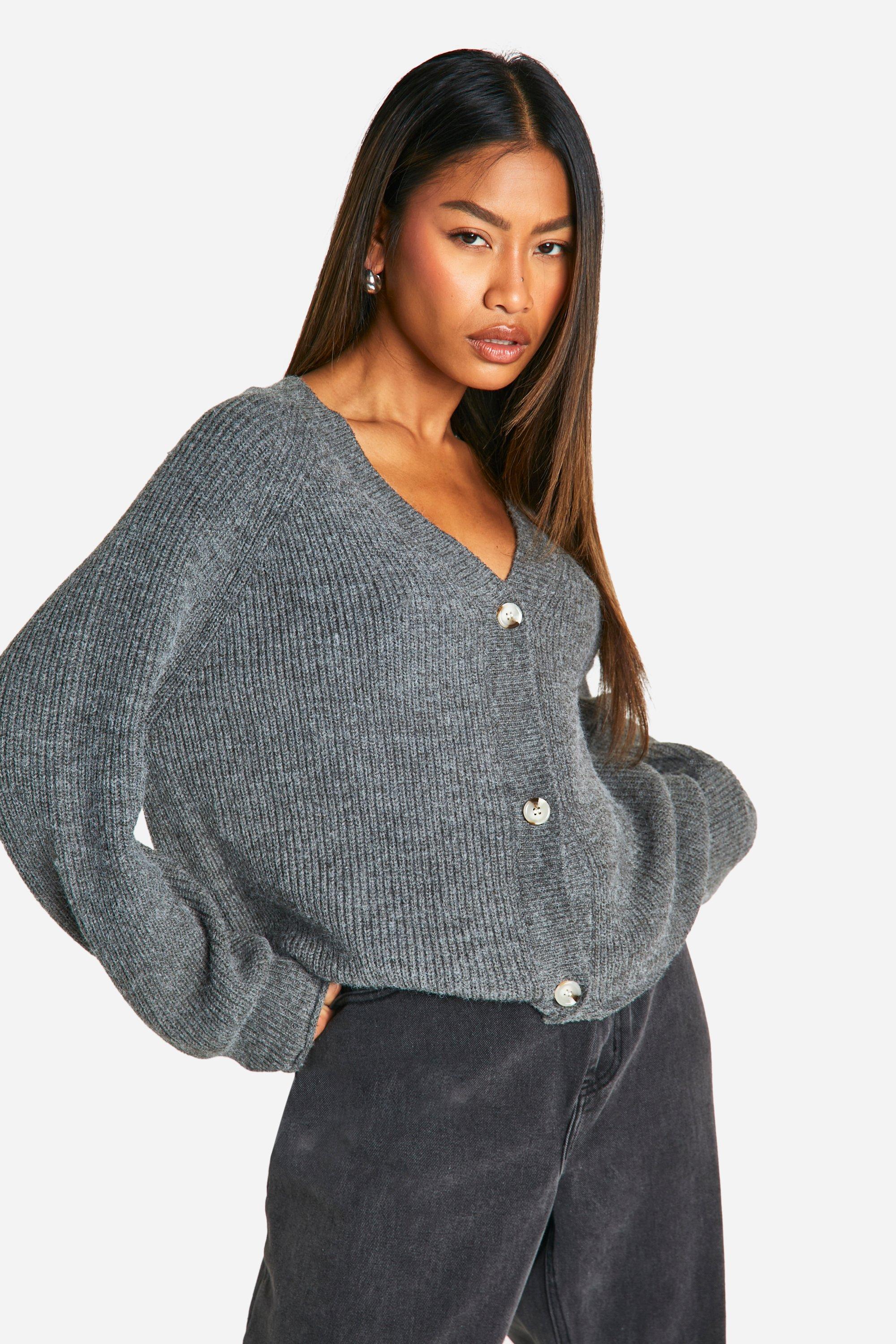 Cardigan boyfriend epais a manches bouffantes boohoo FR