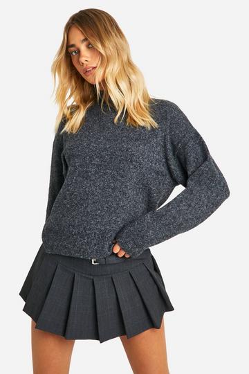 Soft Knit High Neck Jumper charcoal