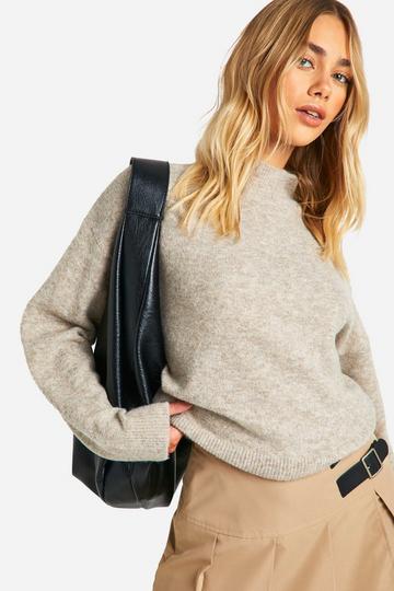 Soft Knit High Neck Jumper taupe