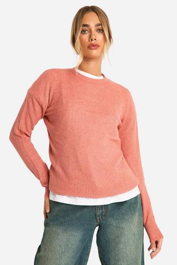 Soft Knit Fine Gauge Crop Sweater coral