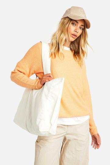 Orange Soft Rib Knit Crew Neck Jumper