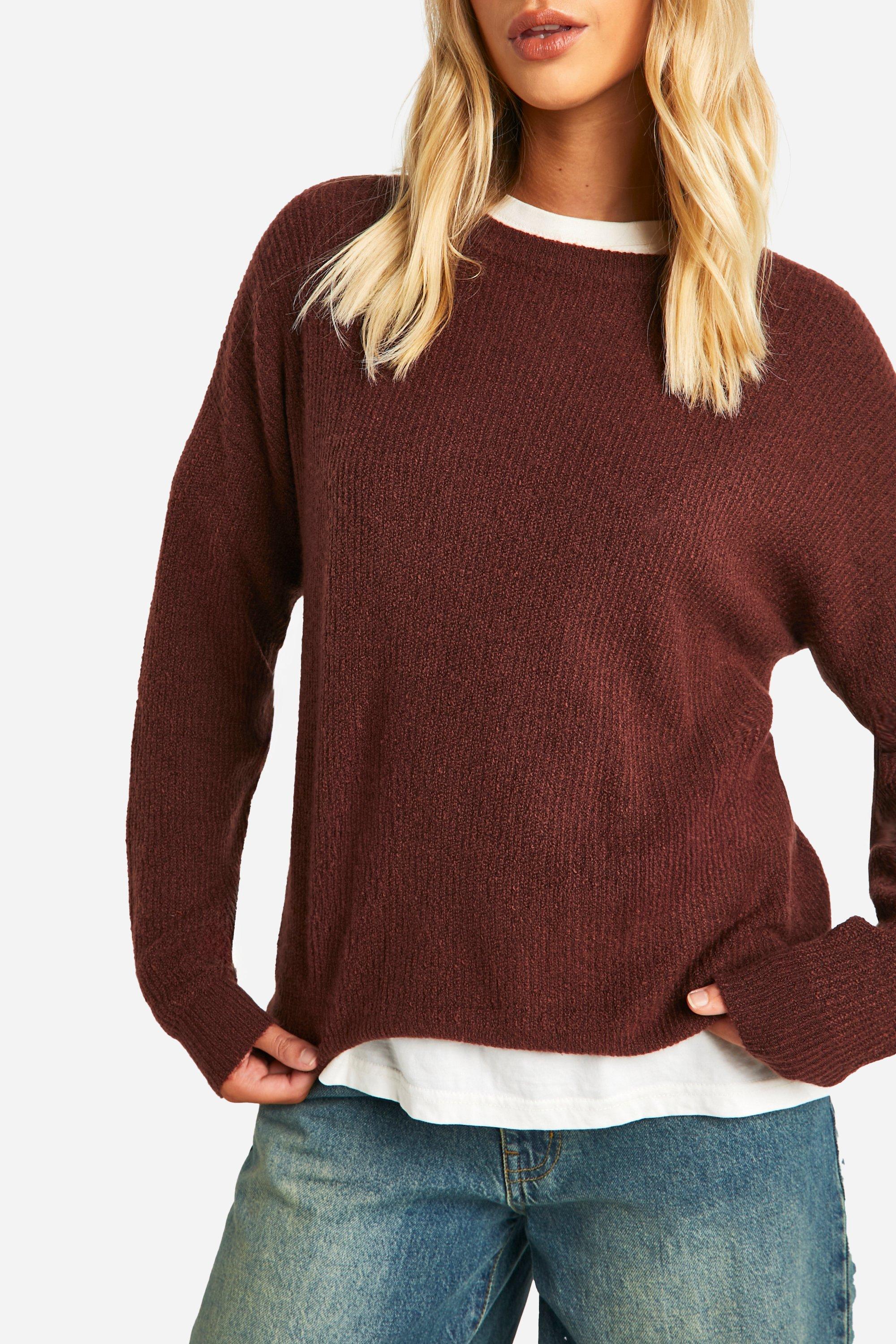Knitted crew neck jumper outlet