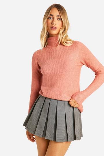 Soft Rib Knit Turtleneck Jumper coral