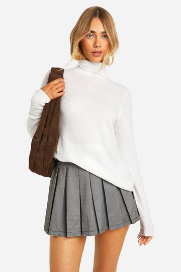 Soft Rib Knit Roll Neck Jumper ecru