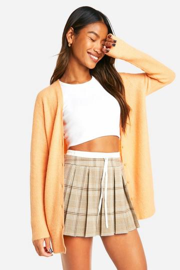 Zachte Geribbelde Gebreide Baggy Boyfriend Cardigan orange