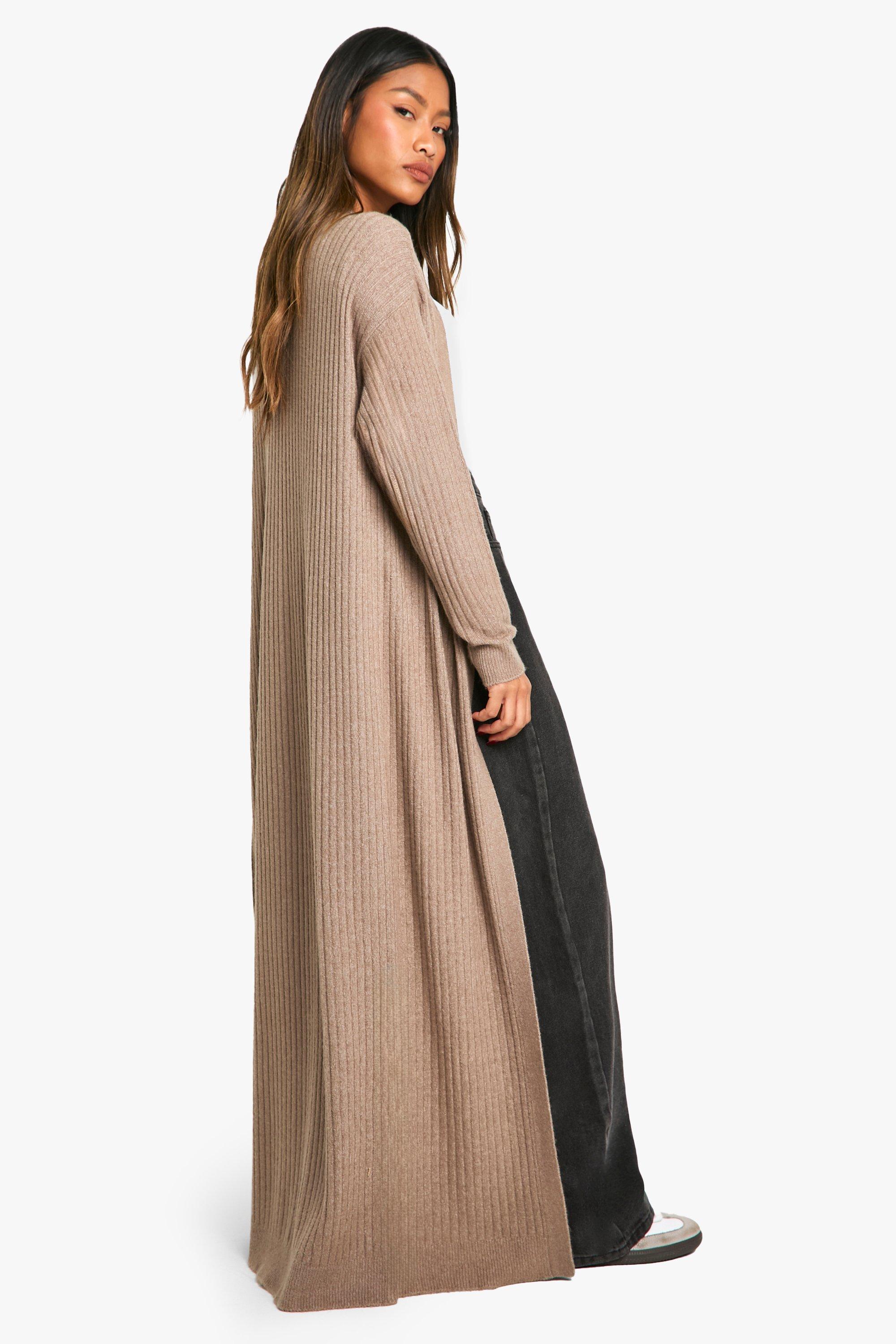 Soft Rib Knit Longline Maxi Edge To Edge Cardigan boohoo