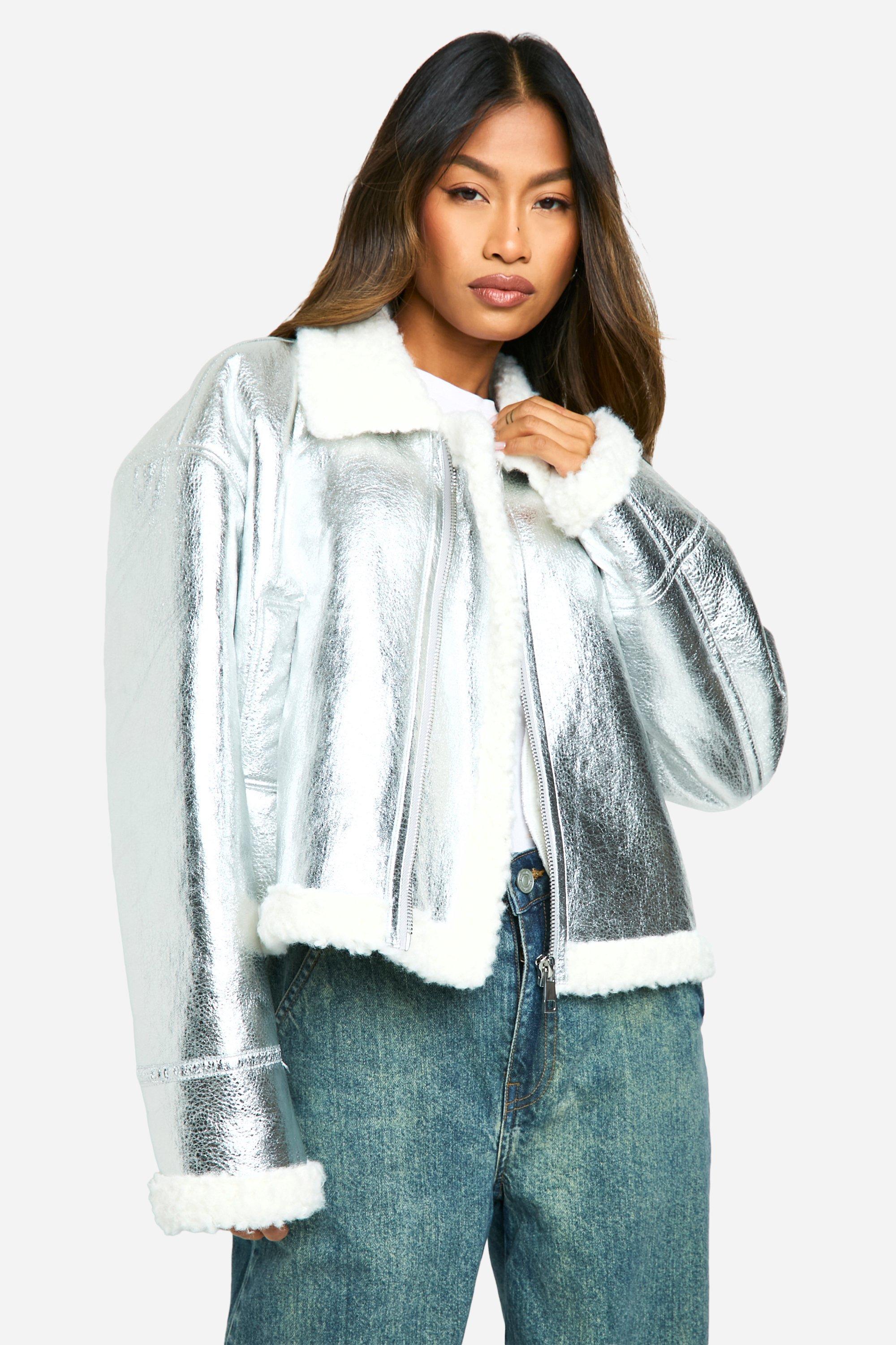 Metallic Bonded Aviator Jacket