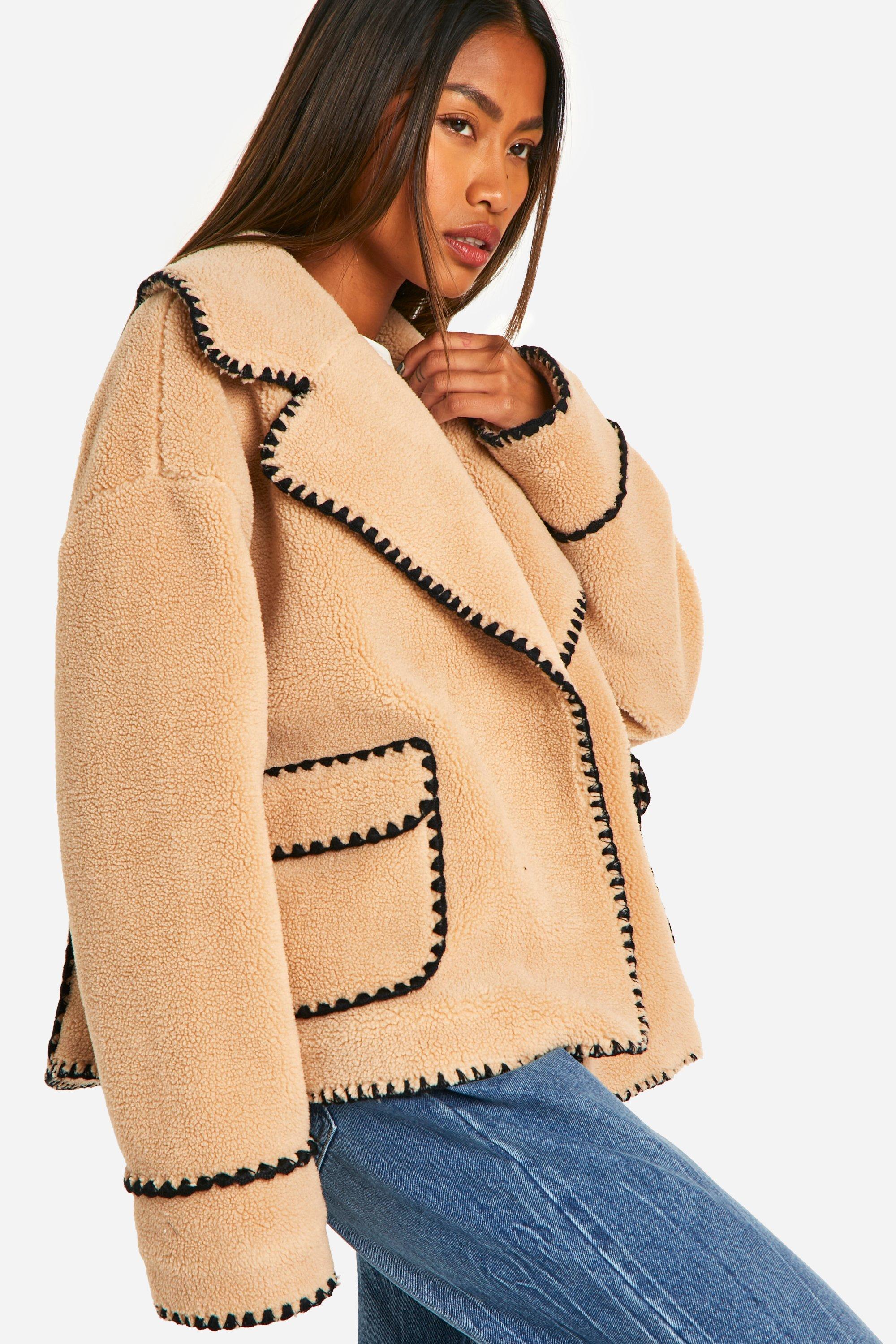 Beige shearling jacket hotsell