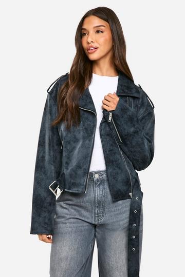 Nepleren Vintage Look Biker Jas grey