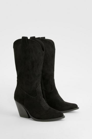 Wide Width Wave Sole Knee High Boots black