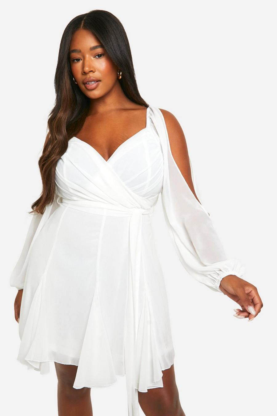 Grande taille - Robe patineuse à lacets, White